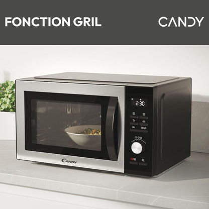 CMCA29EDLB Four Micro-Ondes Gril 1000W, Combiné À Chaleur Tournante, Grande Capacité 29L, Menus Pré-Programmés, Nettoyage Auto, Programmateur Digital, Fonction Décongélation, Noir Silver