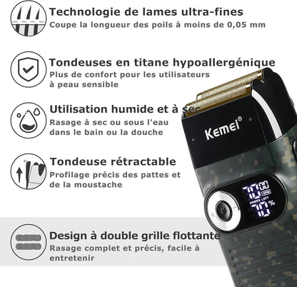 2027 Rasoir À Grille Pour Homme Sans Fil, Affichage LED, Tête Chauve | Rasoir Électrique Pour Tête Chauve Shaver Homme Sans Fil Avec Affichage LED Cadeau Pour La Fête Des Pèr