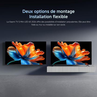 XIAOMI TV S Mini LED 65"(165 Cm), QLED Mini LED Télévision, 4K UHD, Smart TV Avec Google TV, HDR10+, Triple Tuner, DVB T2, 60Hz Avec 120Hz Game Boost Mode, MEMC, Dolby Audio, Airplay 2