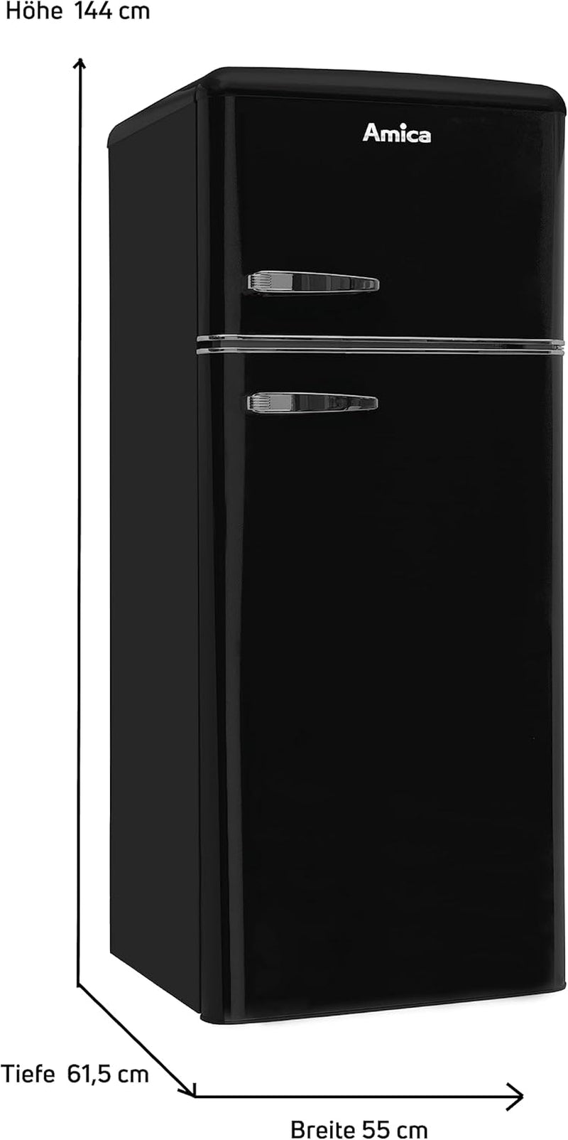 Amica VD 1442 AB Réfrigérateur-Congélateur Autoportante 213 L E Noir