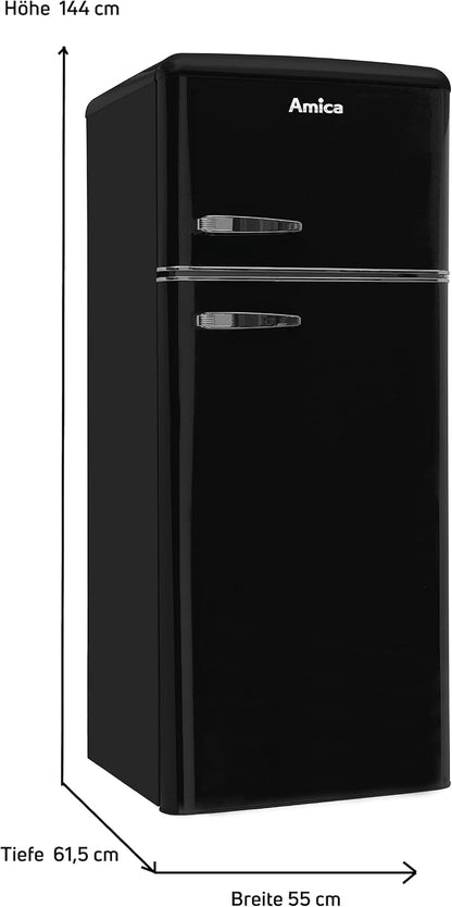 Amica VD 1442 AB Réfrigérateur-Congélateur Autoportante 213 L E Noir