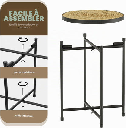 Support Rond Pour Plantes D'Extérieur - Tabouret Pour Plantes - Support De Fleurs - En Métal Noir - Banc De Fleurs - Pour Salon - Petite Table D'Appoint - Petite Table Basse - Décoration De