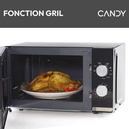 Moderna CMG20TNMB Four Micro-Ondes 700 W 20L , Fonction Gril, Fonction Décongélation, 20 Litres, Plateau Tournant 24,5Cm, Noir & Silver