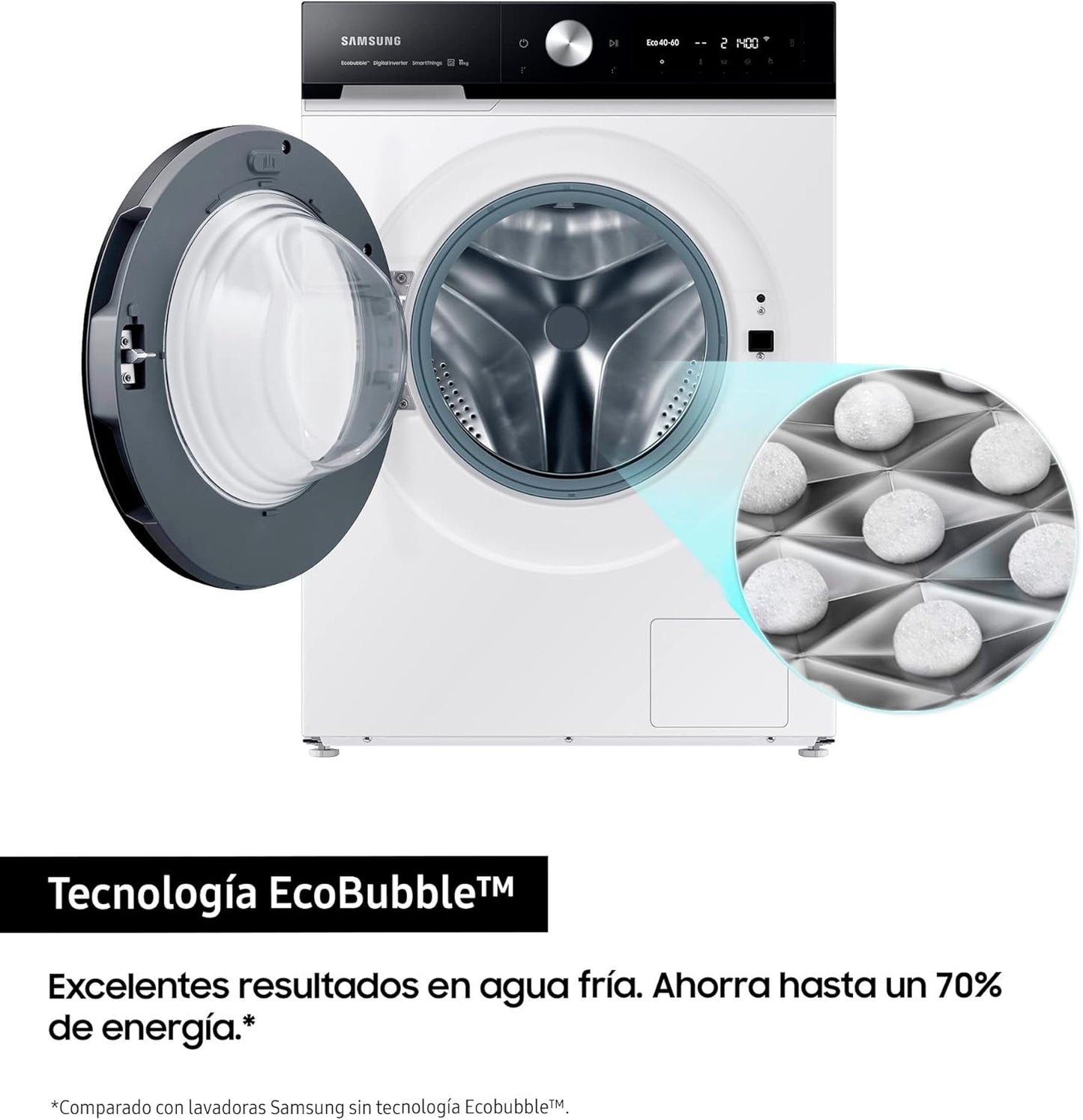 Machine À Laver Avec Technologie Spacemax™, 11 Kg, 1 400 Tr/Min, Efficacité Énergétique A, Intelligence Artificielle Et Smartthings™, AI Ecobubble, Doseur Automatique, Programmes De Vapeur,