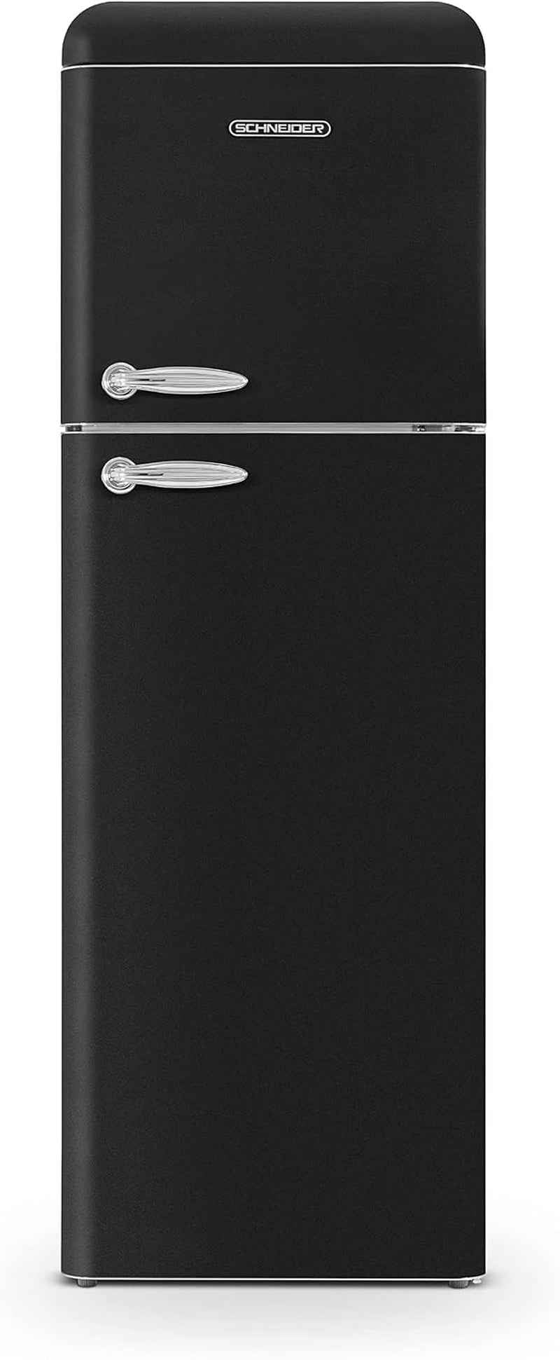 SCDD309VB, Réfrigérateur 2 Portes Vintage, 302L (227+75), Froid Brassé, 3 Clayettes Verre, Pose Libre, Thermostat Réglable, Noir