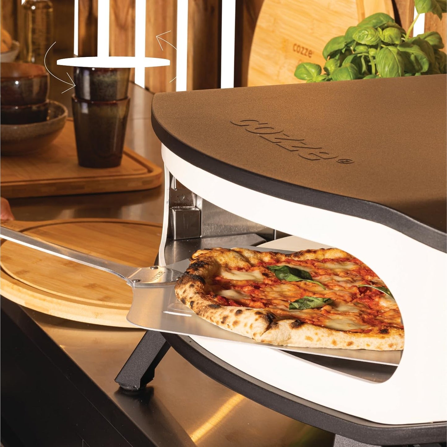 - Four À Pizza À Gaz Avec Pierre Rotative - Puissance 6.0 Kw, Cuisson Parfaite Des Pizzas Ø42.5 Cm, Thermomètre Intégré, Acier Galvanisé