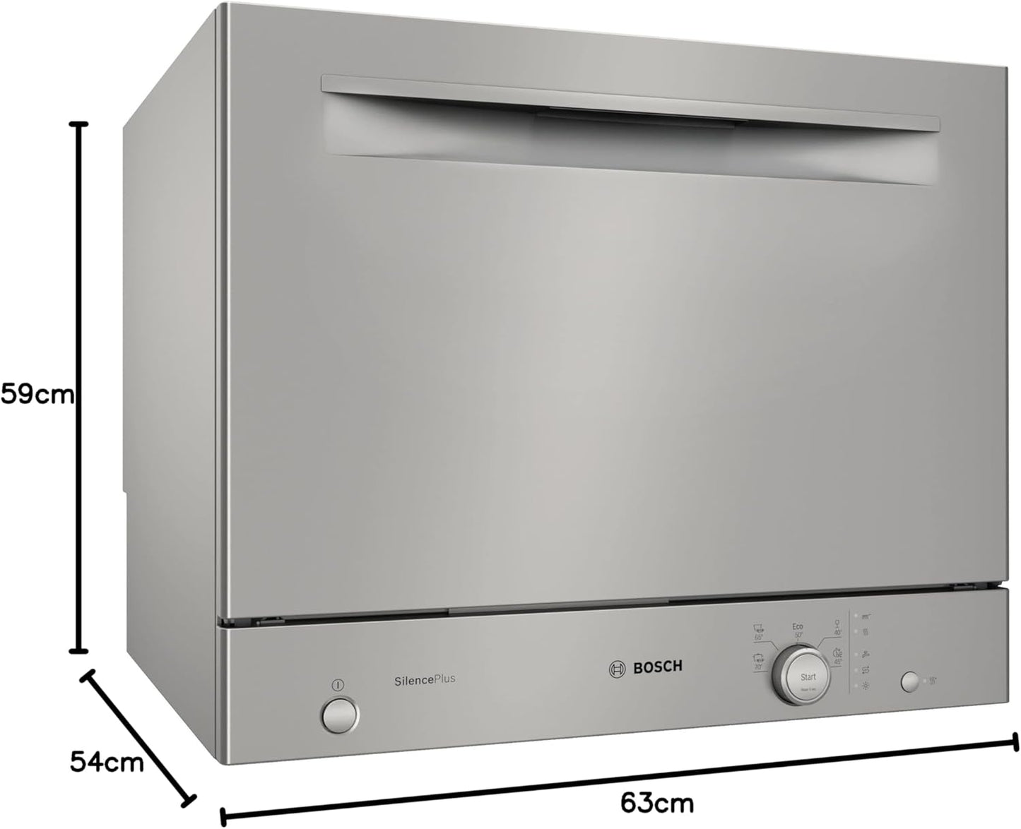SKS51E38EU - Lave-Vaisselle Compact Série 2 - Pose-Libre, 55 Cm - 6 Couverts - 5 Programmes - Moteur Ecosilence Drive - Inox