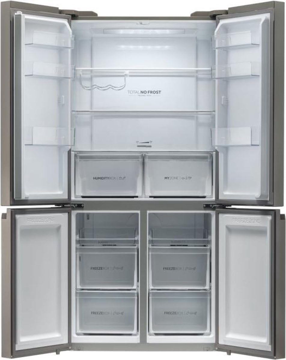 Cube 90 Serie 5 HTF-540DP7 Frigo Américain Autoportante 528 L F Platine, Acier Inoxydable