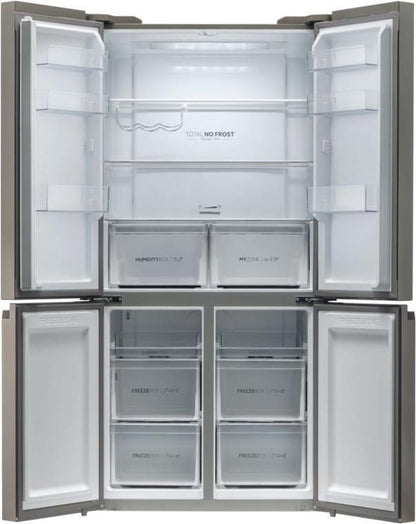 Cube 90 Serie 5 HTF-540DP7 Frigo Américain Autoportante 528 L F Platine, Acier Inoxydable