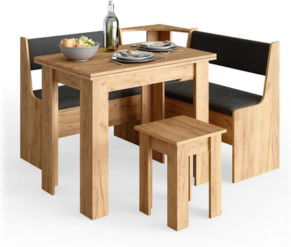 Banc D'Angle Roman, Chêne Doré, 76.6X41.5Cm | Adapté À Une Installation D’Angle Dans Les Cuisines Et Les Salles À Manger