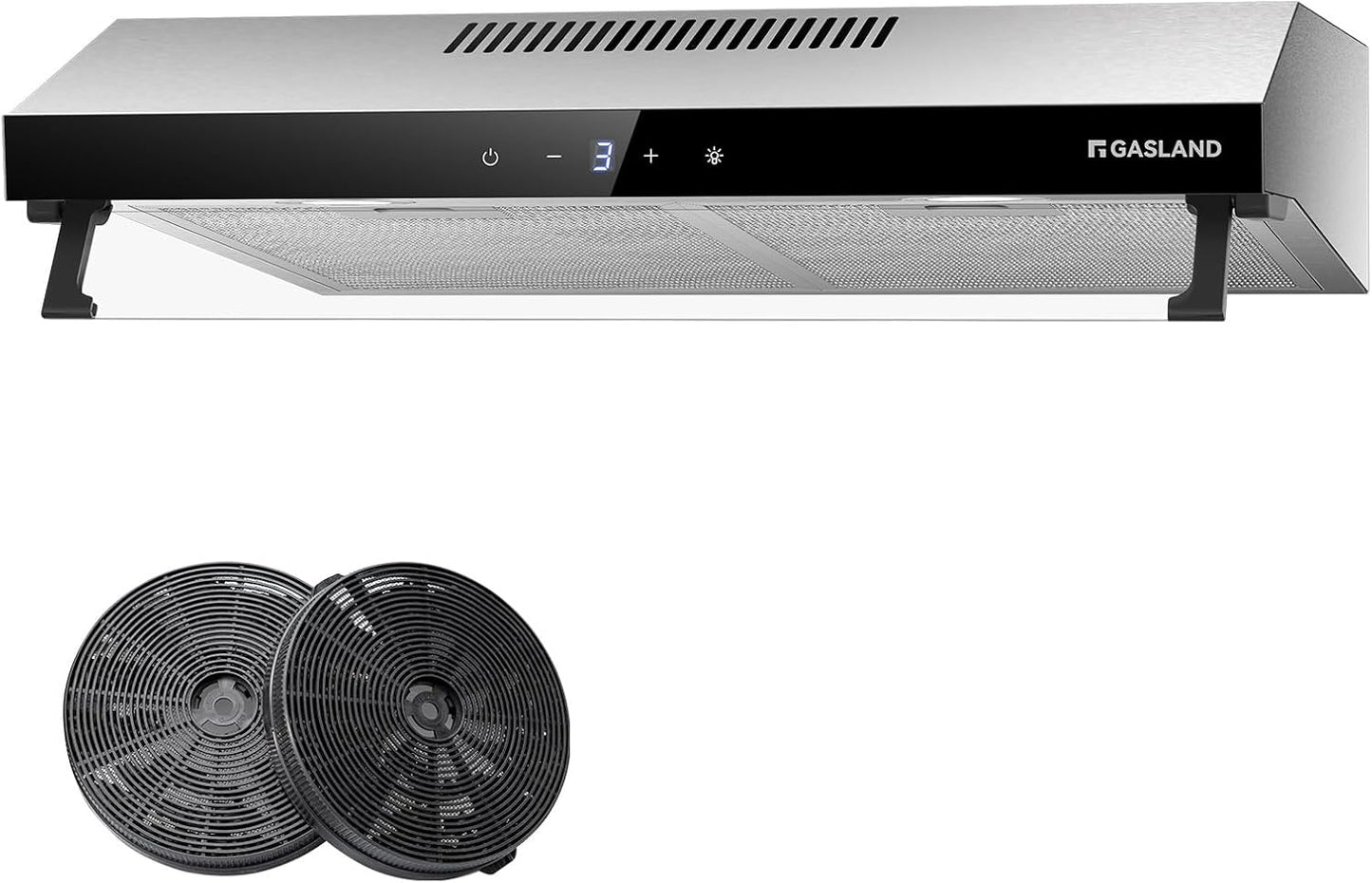 Chef UC60SS Hotte Aspirante Design À Double Moteur 60Cm Hotte Aspirante Silencieuse 333 M³/H Touch Control Hotte Sous Plan Hotte Aspirante Acier Inoxydable Argenté Avec Filtre À Charbon Actif
