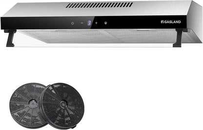 Chef UC60SS Hotte Aspirante Design À Double Moteur 60Cm Hotte Aspirante Silencieuse 333 M³/H Touch Control Hotte Sous Plan Hotte Aspirante Acier Inoxydable Argenté Avec Filtre À Charbon Actif