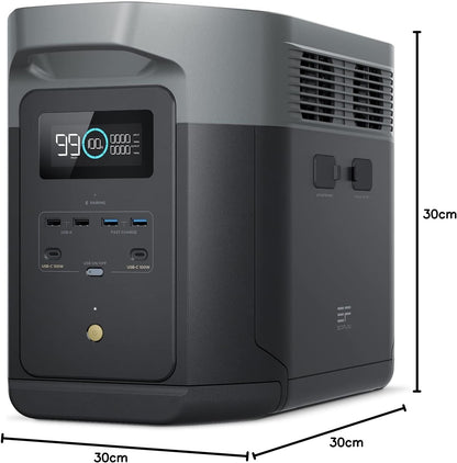 Station Électrique Portable Ecoflow DELTA 2 Max 2048Wh, Recharge Rapide | Batterie LFP 3000 Cycles, Puissance De Sortie 3100 W, Générateur Solaire Pour La Maison/Camping/Rv/Voyages