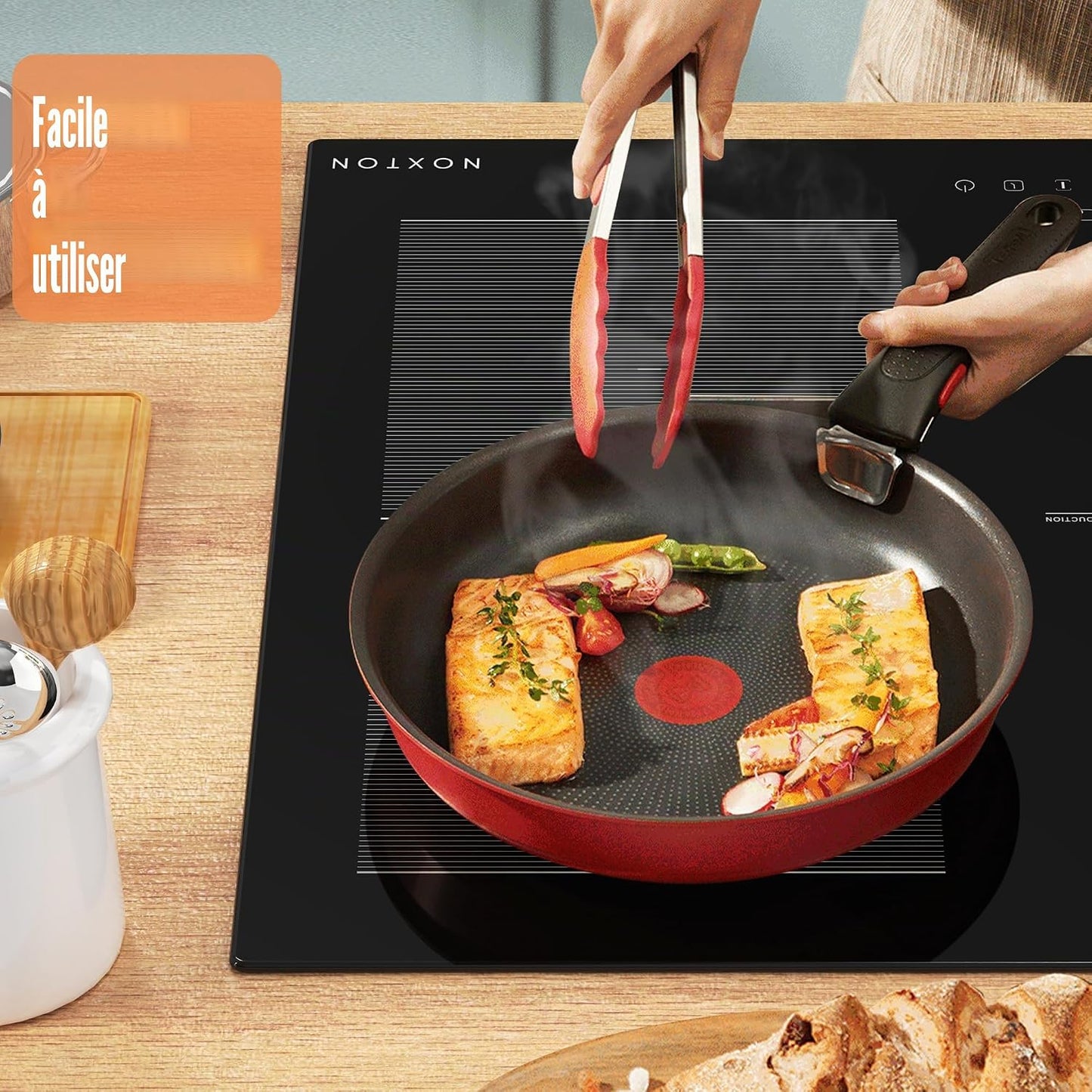 Plaque Induction Avec Flexizone, Plaque De Cuisson Electrique 5 Feux | Boost, Verrouillage Enfant, Pause Et Minuterie, 9 Niveaux De Puissance, Encastrable, 77 CM, 7200W, 220-240V, Sans Prise