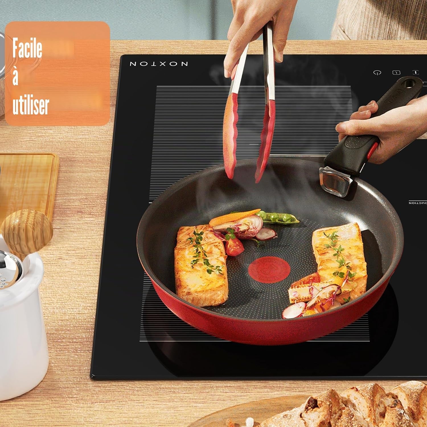 Plaque Induction Avec Flexizone, Plaque De Cuisson Electrique 5 Feux | Boost, Verrouillage Enfant, Pause Et Minuterie, 9 Niveaux De Puissance, Encastrable, 77 CM, 7200W, 220-240V, Sans Prise