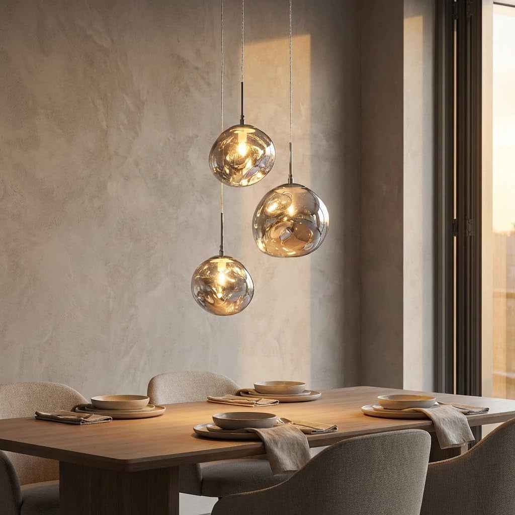 BARCELONA LED Lustre Suspendu Triple En Cristal Moderne "KADNIS" - 3 Lumières E27, Design Style Vintage/Industriel/Scandinave/Rustique, Pour Salon, Chambre D'Ado, Bureau Ou Entrée, Chrome