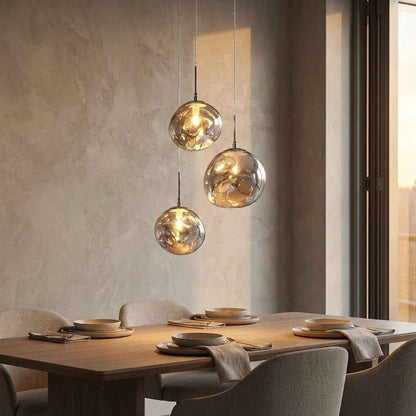 BARCELONA LED Lustre Suspendu Triple En Cristal Moderne "KADNIS" - 3 Lumières E27, Design Style Vintage/Industriel/Scandinave/Rustique, Pour Salon, Chambre D'Ado, Bureau Ou Entrée, Chrome