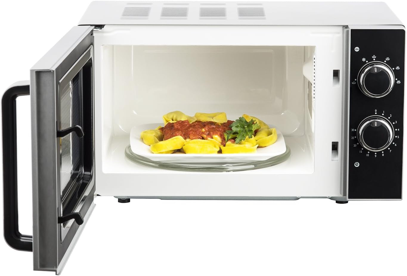 Micro-Ondes Compact Design 20L VIO4, Puissant 700W, Plateau Tournant 24,5Cm, Multifonction 5 Niveaux De Chauffe Et Fonction Décongélation, Minuterie Jusqu'À 30 Min, Rapide, Plan De Travail