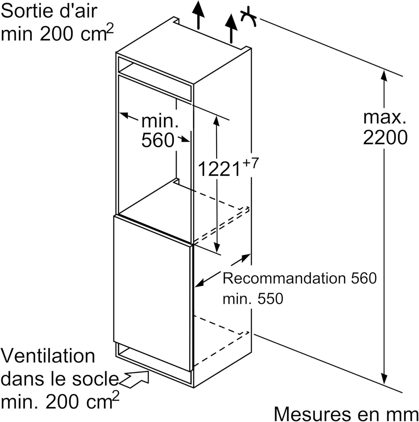 KIR41VFE0, Série 4, Petit Réfrigérateur, Encastrable, 122,5 X 56 Cm, 204 L [Energy Class E]