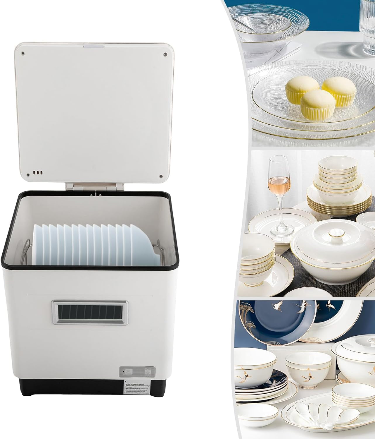 DSYOGX Évier De Table, 220 V, Petit Lave-Vaisselle, Réservoir D'Eau De 12 L, Avec Spray Rotatif Pour 6 Couverts, Démarrage En Une Touche, Blanc