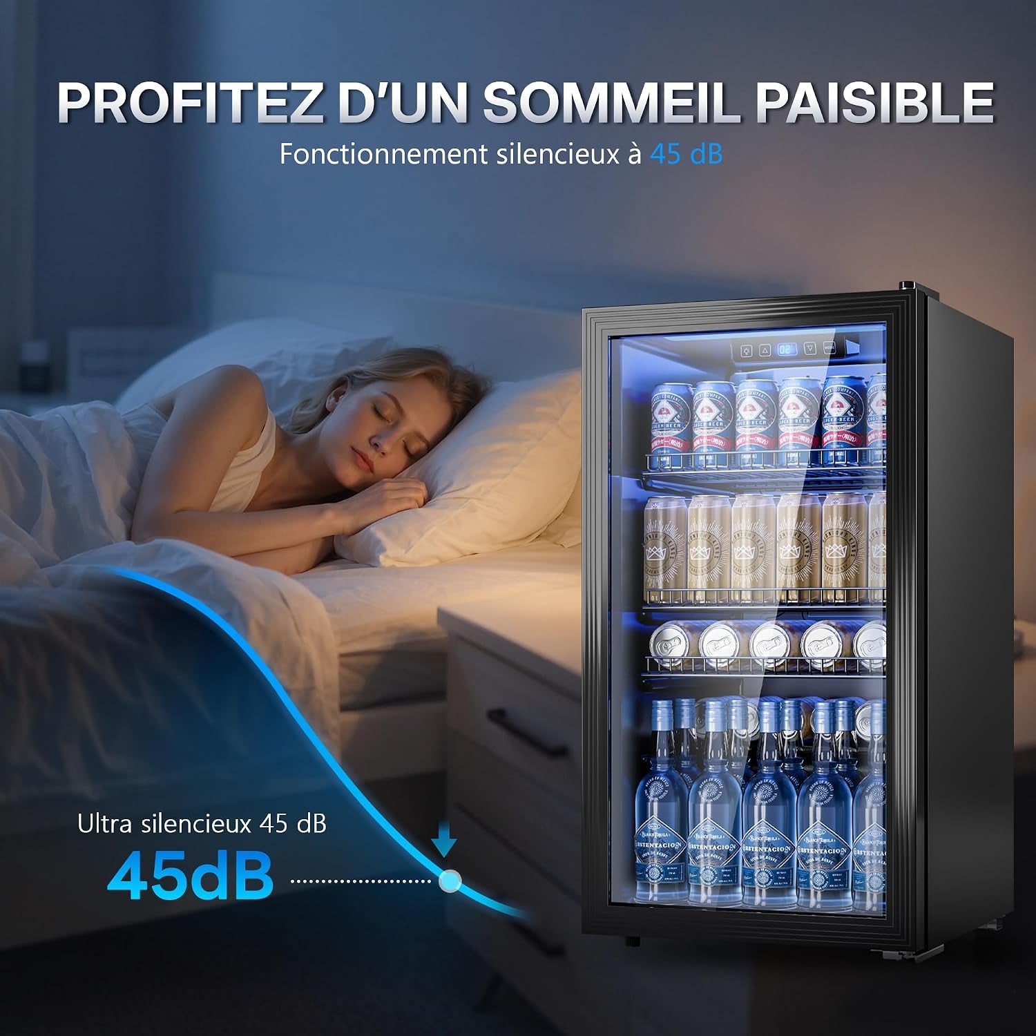 Réfrigérateur À Boissons 90 L Avec Porte Vitrée, Mini Frigo Pour 128 Canettes, Étagères Réglables Pour Bière, Vin Et Soda, Idéal Pour Maison, Bar, Bureau Ou Appartement