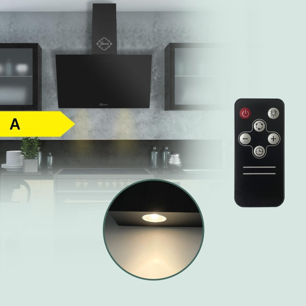 Hotte Aspirante 80 Cm - 286,8 BL Prime - Noir - Verre - Hotte Murale - Air Convection/Évacuation - Hotte Aspirante - 1000 M³/H - Avec Télécommande - Classe A