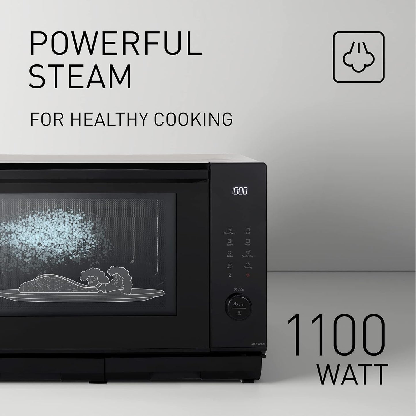 NN-DS59NMETG Four À Micro-Ondes Combiné 4-En-1 Avec Gril, 27 Litres, 1000W, Cuisson À Deux Niveaux, Capteur Genius, 32 Programmes Automatiques, Plateau Gril, Nettoyage Facile, Noir