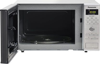 NN-SD27HSUPG Four Micro-Ondes Technologie Inverter Plateau Tournant En Verre, 23L, 1000W, 10 Prog Auto, Décongélation Chaos, 6 Puissances, Minuterie, Affichage LED, Acier Inoxydable Argent