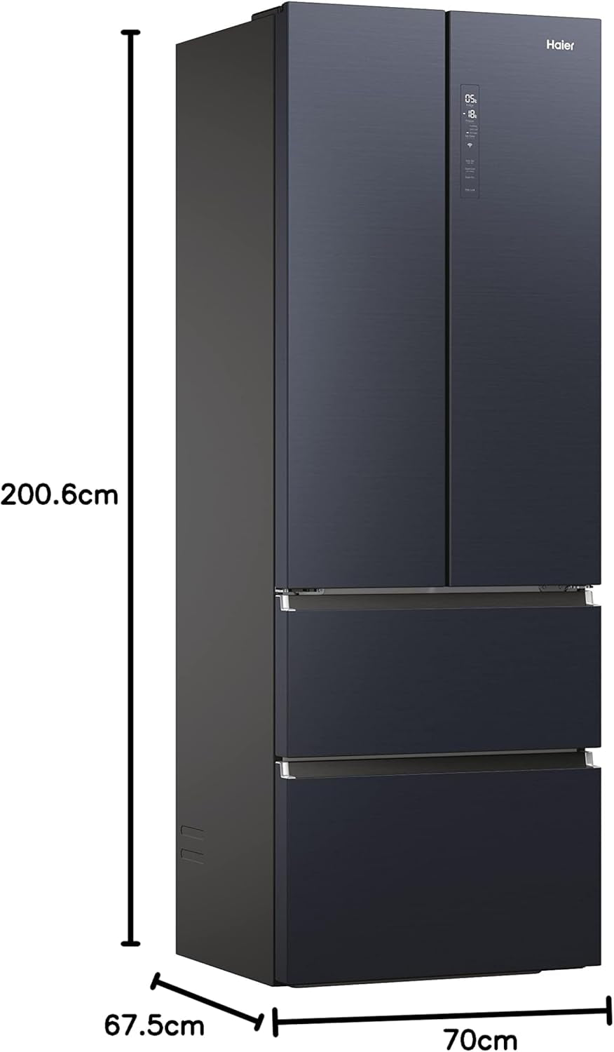 HFW7720ENMB Réfrigérateur Combiné - Pose Libre, 477L, 4 Portes, My Zone Plus, Humidity Zone, Smart Home (Wi-Fi), Noir, Classe E