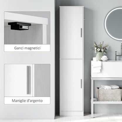 Meuble De Salle De Bain Colonne Étroit 40 X 35 X 180 Cm Blanc | 2 Portes, 4 Étagères Réglables, Meuble De Rangement, Pour Salon, Toilette, Petits Espaces
