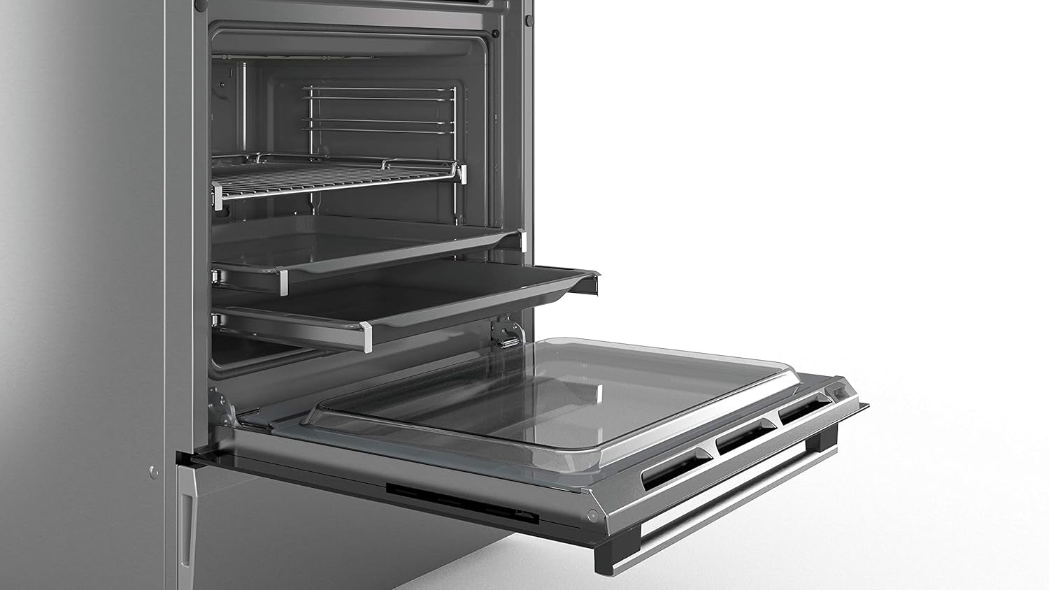 Serie 6 HKS79U250 Four Et Cuisinière Noir, Argent Plaque Avec Zone À Induction a - Fours Et Cuisinières (Cuisinière, Noir, Argent, Rotatif, Tactil, Acier Inoxydable, Devant, 1,2 M)
