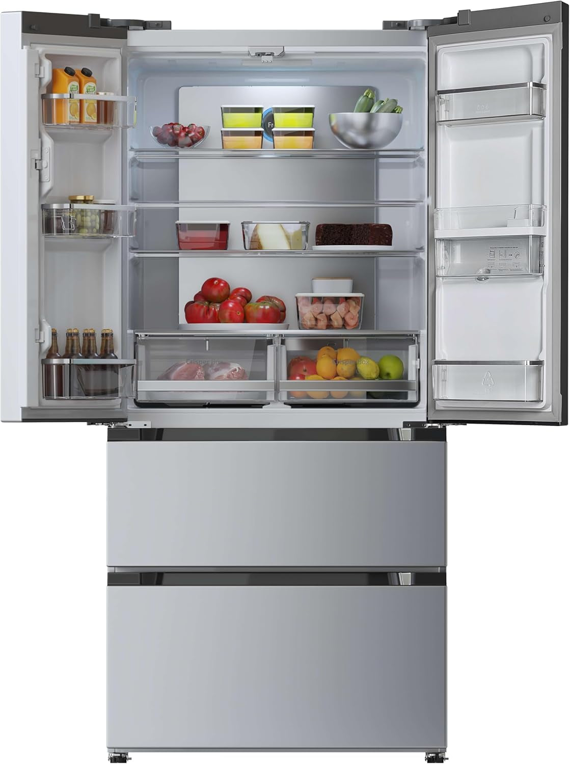 Réfrigérateur À Double Porte En Inox Avec Distributeur D'Eau De 510 L Bolero Coolmarket FD 510 WD Inox E. 183 Cm De Hauteur, 84 Cm De Largeur, Moteur Inverter Plus, Nofrost Total