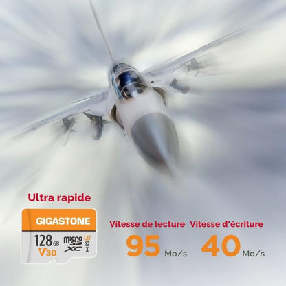 Lot De 2 Cartes Mémoire 128 Go Micro SDXC, Compatible Avec Gopro Caméra Drone Tablette Samsung Sony, Haute Vitesse Pour 4K UHD Vidéo, A1 U3 C10 Avec Mini Étui Et Adaptateur SD.