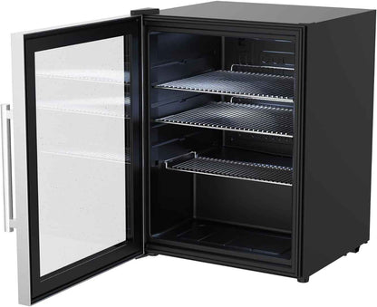 ® Réfrigérateur 60L – Porte Vitrée & Cadre Acier Inoxydable – Frigo Compact Pour Cuisine Extérieure – Silencieux 46Db – Classe Énergétique G – Design Noir