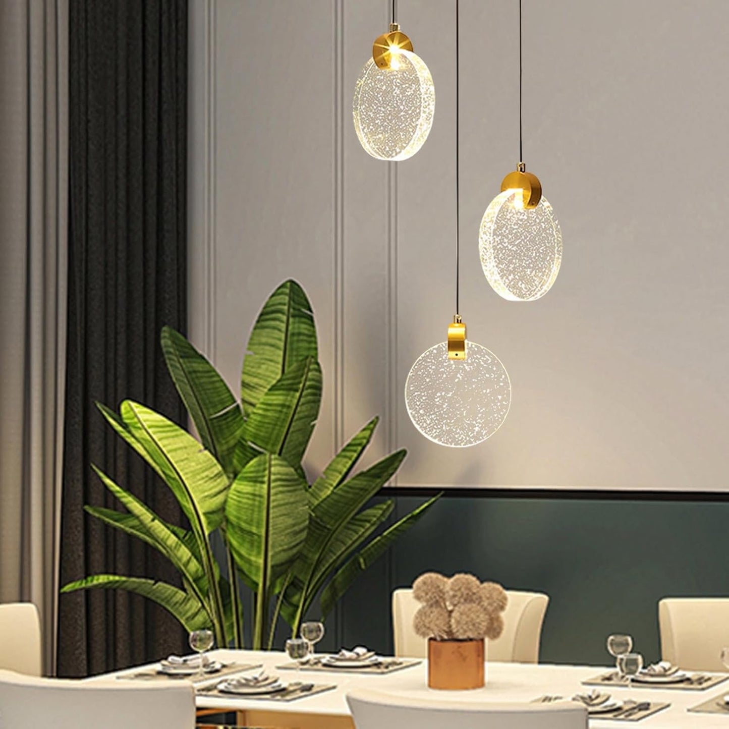 Plafonnier Led, Luminaires Intérieur En Cristal, Lumiere Plafond En Or, Lustre Salon Moderne Chambre À Coucher Îlot De Cuisine Escalier Couloir (3 Lumières, Lumière Chaude)