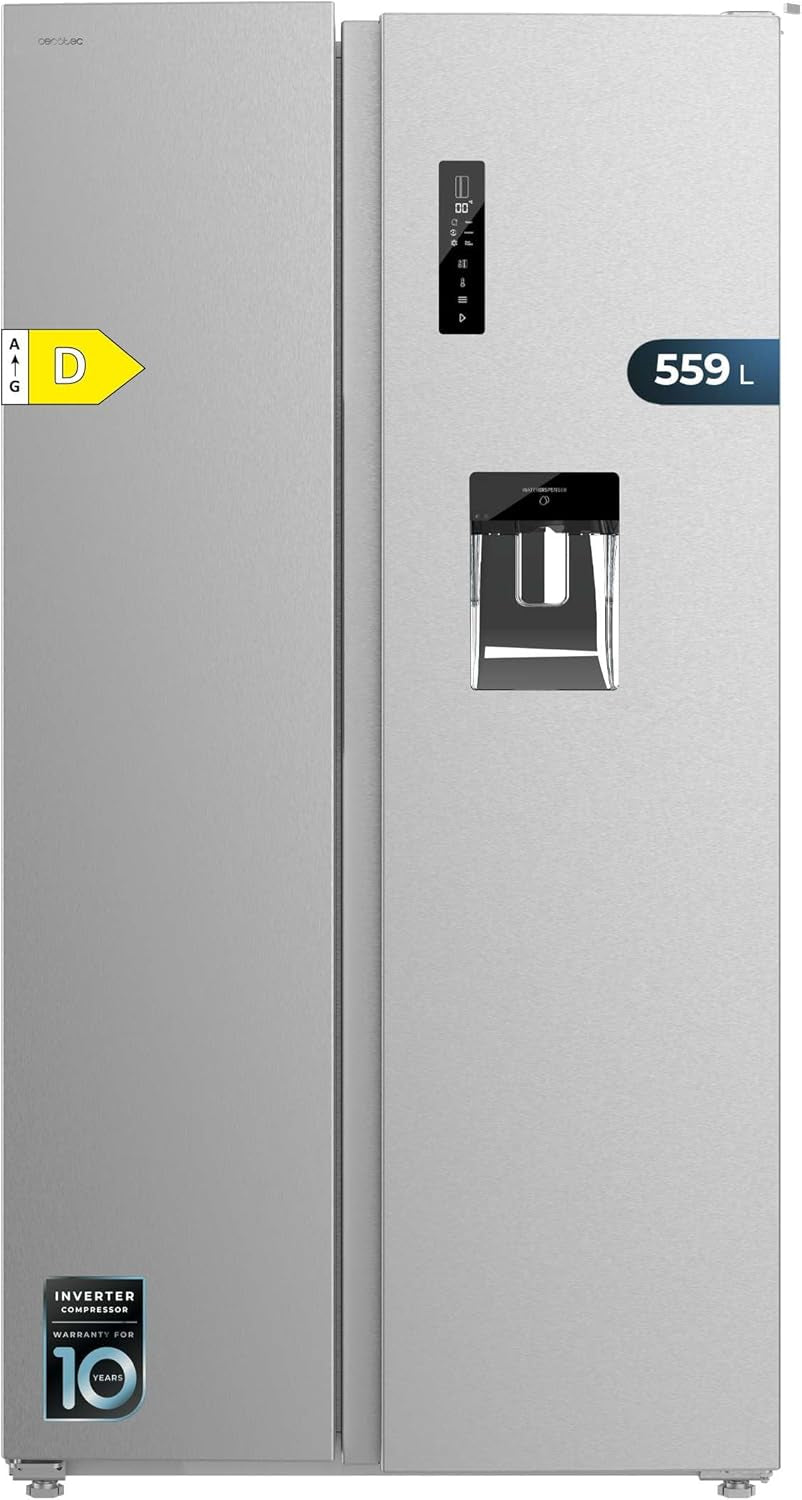 Réfrigérateur Américain De 559 Litres Bolero Coolmarket SBS 562 Inox D. 177 Cm De Hauteur Et 90 Cm De Largeur, Classe D, Système Multi Air Flow, No Frost Total, Moteur Inverter Plus