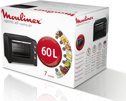 Four À Convection Électrique, 60 L, 2200 W, Thermostat Jusqu'À 240 Degrés, 7 Modes De Cuisson, Pain, Pizza, Tartes, Pâtisseries, Optimo, Noir YY2917FB
