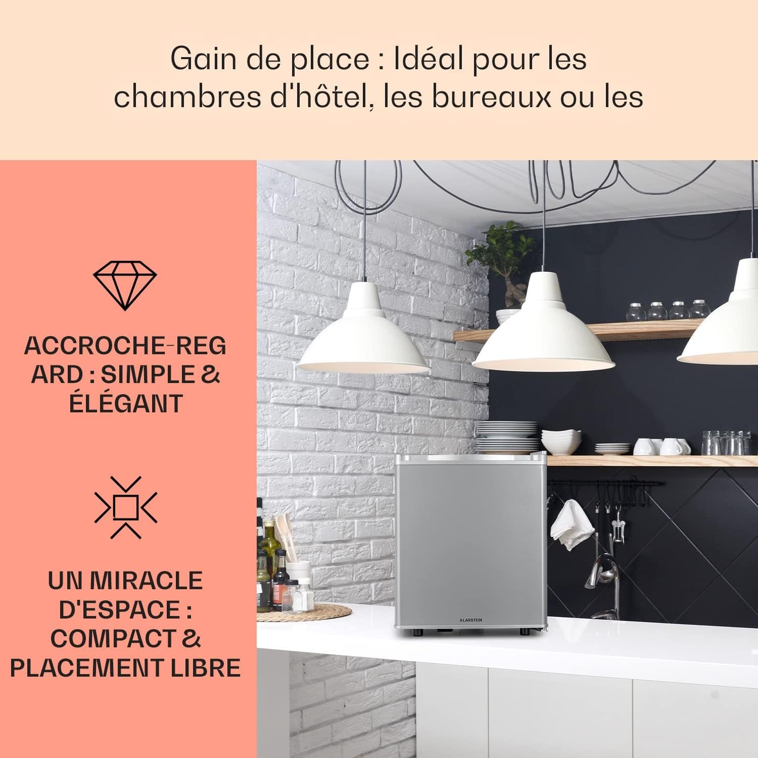Mini Frigo De Chambre De 45L Pour Boissons Et Bieres, Petit Frigo Silencieux, Mini Bar Intérieur/Ext, Petit Refrigerateur Camping, Stockage De Vins, Cosmetique, Étagères Réglables, 6-18°C