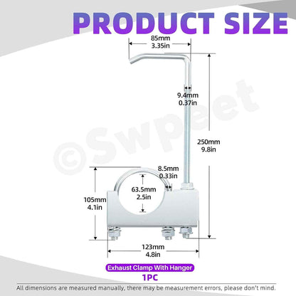 1 Pince D'Échappement Universelle De 7,6 Cm Avec Suspension, Robuste Et Universel Pour Tuyau D'Échappement De Voiture Et Camion De 7,6 Cm (2.5 Pouces)