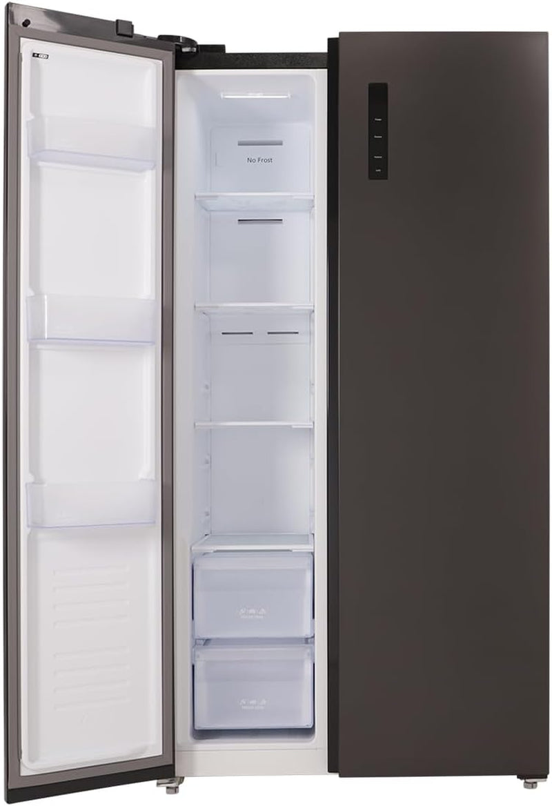 Respekta Réfrigérateur-Congélateur Côte À Côte En Acier Noir AC178BS-18 / H:178 Cm L:91 Cm/Compartiment Réfrigérateur De 331 L/Congélateur De 174 L/Technologie No Frost Intégrée.