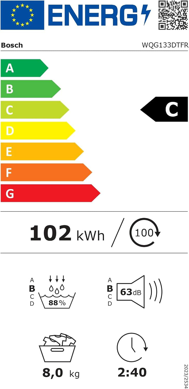 Bosch WQG133DTFR, Série 6, Sèche Linge, Pompe À Chaleur, 8 Kg, Blanc