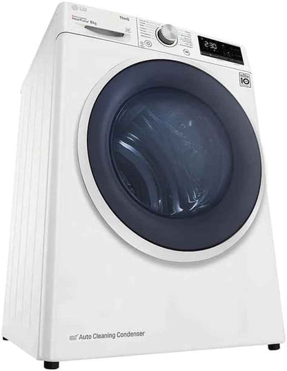 LG RH80V9AVHN Sèche-Linge - Pose Libre, 8 Kg, Chargement Frontal, DUAL Inverter, Pompe À Chaleur, Wi-Fi Avec Smartthinq, Eco Hybrid, Allergy Care, Blanc, Classe A+++ (Interface Italienne)