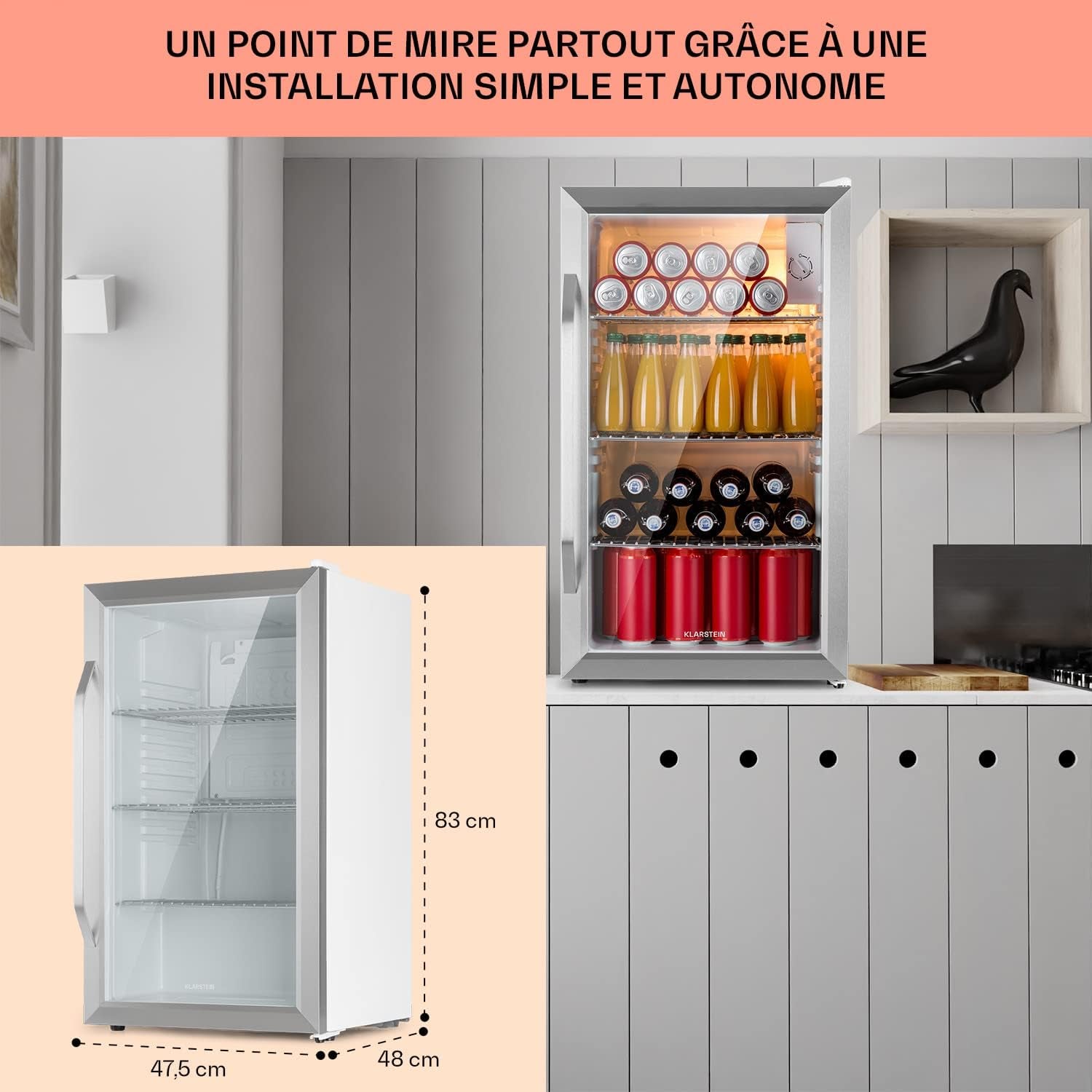 Mini Frigo De Chambre Et Bureau Pour Boisson, Petit Frigo Silencieux, Refrigerateur Mini Bar 80L, Petit Réfrigérateur Camping, Étagères Réglables Pour Le Vin, Cannette, Beer Fridge