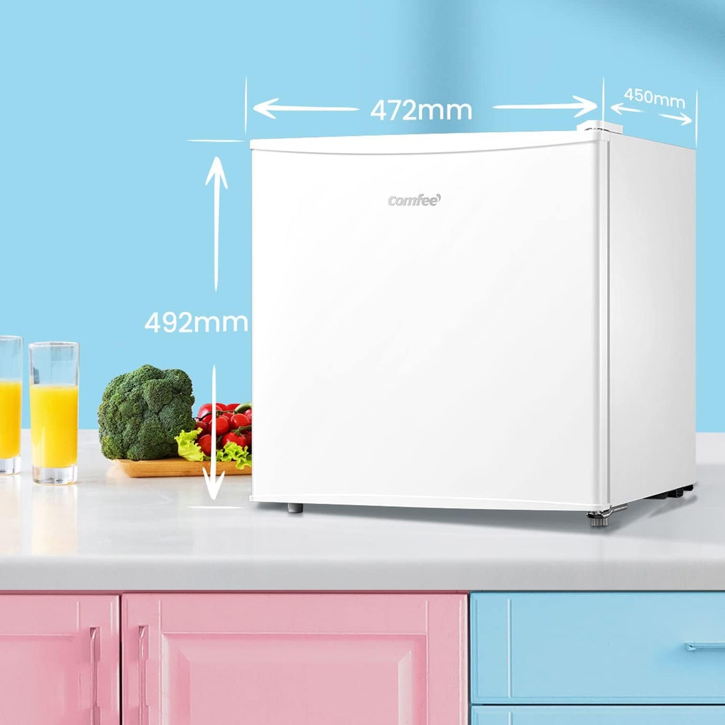 ' 43L, Mini Frigo De Chambre, Avec Chiller Box, Blanc | Contrôle De Température, Avec Compartiment Congélateur, Refroidissement Rapide, Petit Réfrigérateur Pour Chambre Et Bureau
