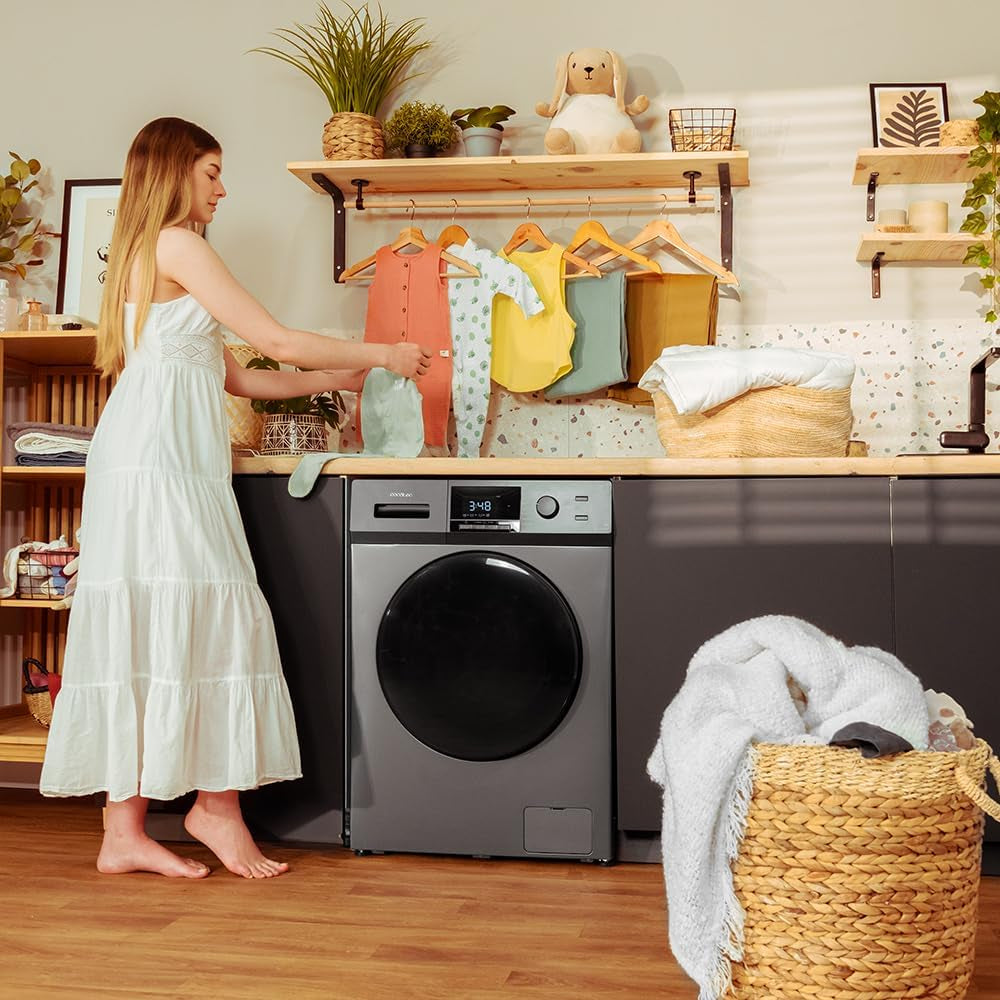 Lave-Linge 7Kg Chargement Frontal Bolero Dresscode 7410 Inverter Steel A. 1850W, 1200 Tr/Min Réglable, 16 Programmes, Faible Consommation D'Énergie, Vapeur, Stérilisation Du Linge
