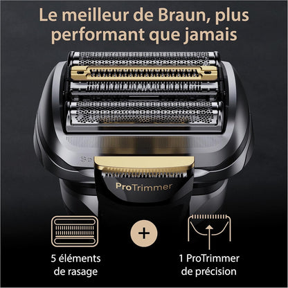 Rasoir Electrique Homme Series 9 PRO+ 9517S, Argent | Etanche, Batterie Rechargeable, Lame Prolift, Tondeuse Protrimmer En Acier Inoxydable, Coffret De Rasage Avec Etui De Voyage