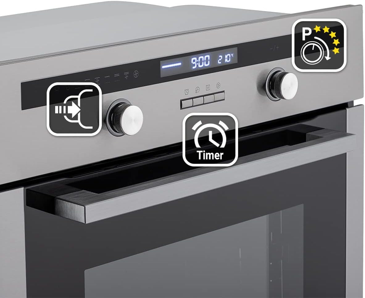 Four Encastrable 60 Cm / 70L / 3Kw / Rôtisserie/Capteur De Température Du C?Ur/Gril/Air Chaud/Tiroirs Télescopiques / EB8013ED