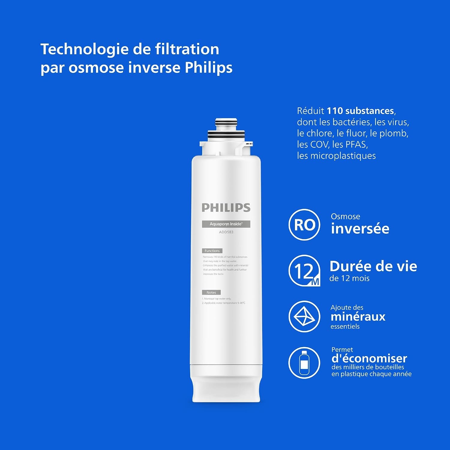 Distributeur D’Eau À Osmose Inverse 7000: Eau Chaude/Froide Filtrée En Secondes, Minéraux Préservés, Filtration RO 6-En-1, >110 Contaminants Réduits, Ratio 3:1, UV-C, Sans Installation, 2000 L