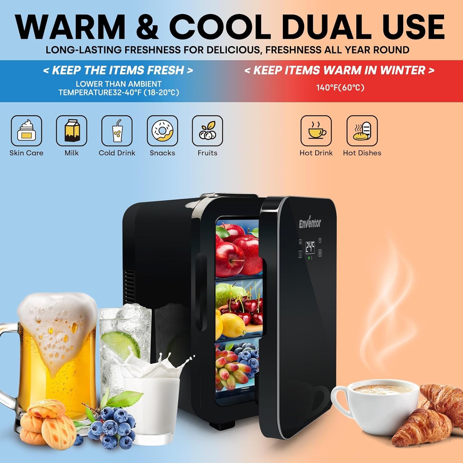 Mini Frigo10L, 220V/12V, Refroidisseur Et Réchauffeur, Portable Mini Réfrigérateur Avec Affichage LCD De La Température, Pour Voiture Voyage Cosmétiques Boisson Nourriture, Noir