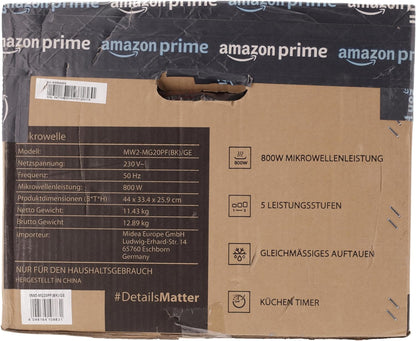 Four À Micro-Ondes 20 L MW2-MG20PF(BK)/GE, 800W/1000W Grill, Avec Grill Croustillant Et Fonction De Cuisson Combinée, 9 Niveaux De Puissance, Ampoule LED, Dégivrage Facile, Noir